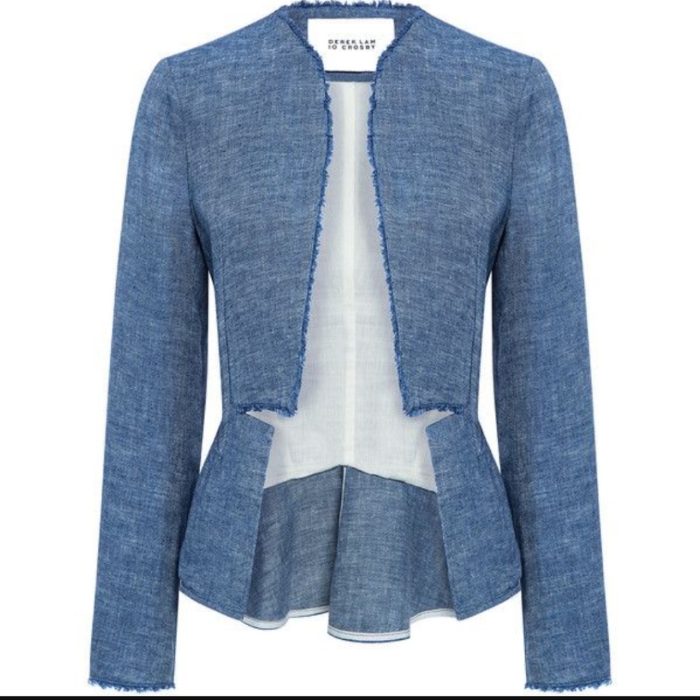 Derek Lam 10 Crosby Notch Peplum Linen Blazer